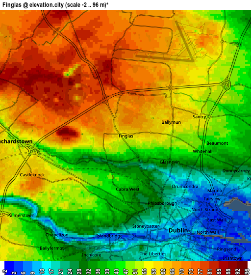 Zoom OUT 2x Finglas, Ireland elevation map