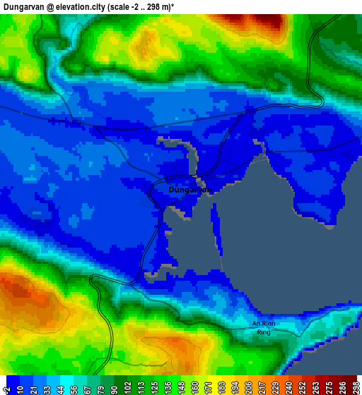 Zoom OUT 2x Dungarvan, Ireland elevation map