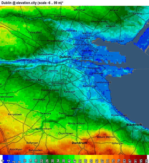 Zoom OUT 2x Dublin, Ireland elevation map