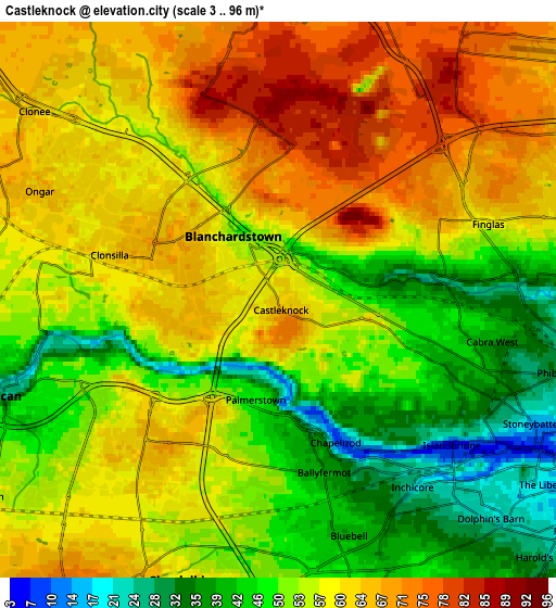 Zoom OUT 2x Castleknock, Ireland elevation map