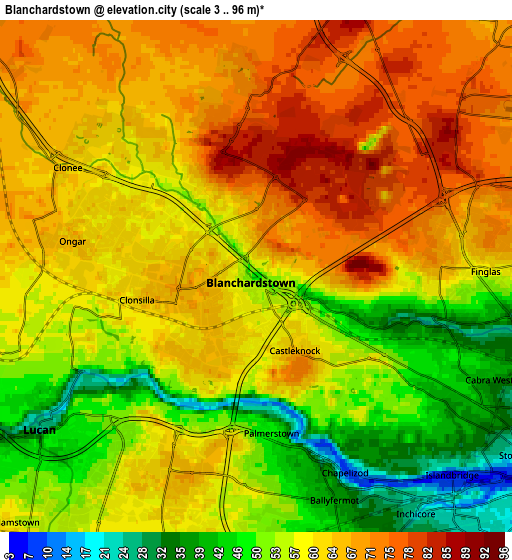Zoom OUT 2x Blanchardstown, Ireland elevation map