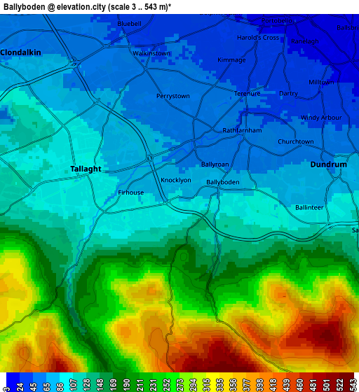 Zoom OUT 2x Ballyboden, Ireland elevation map