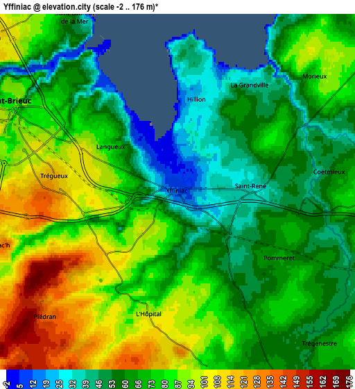 Zoom OUT 2x Yffiniac, France elevation map