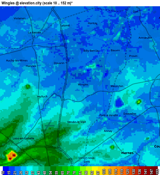 Zoom OUT 2x Wingles, France elevation map