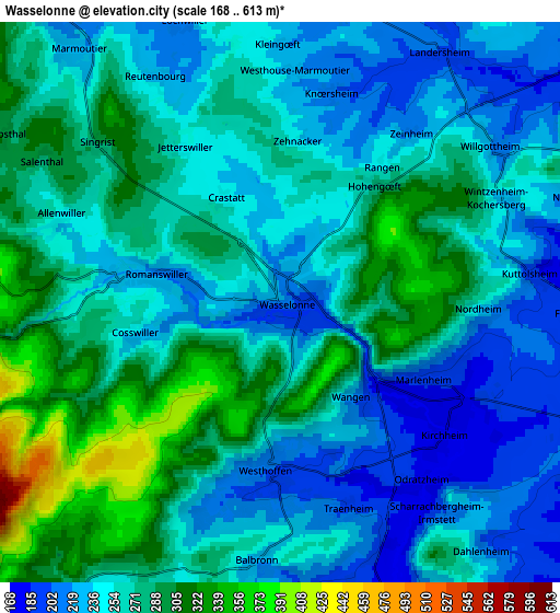 Zoom OUT 2x Wasselonne, France elevation map