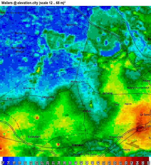 Zoom OUT 2x Wallers, France elevation map