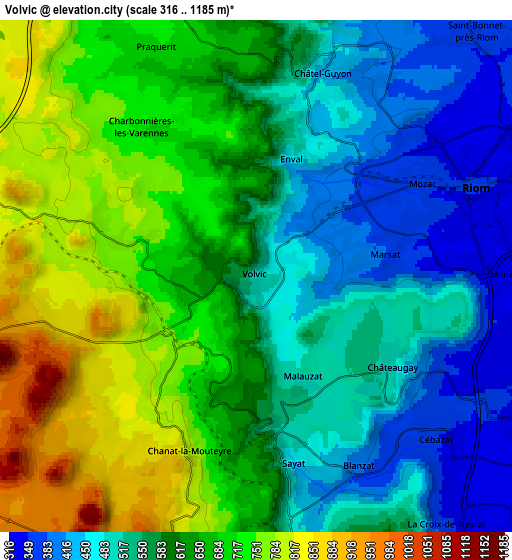 Zoom OUT 2x Volvic, France elevation map