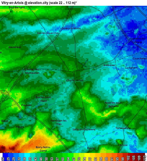 Zoom OUT 2x Vitry-en-Artois, France elevation map