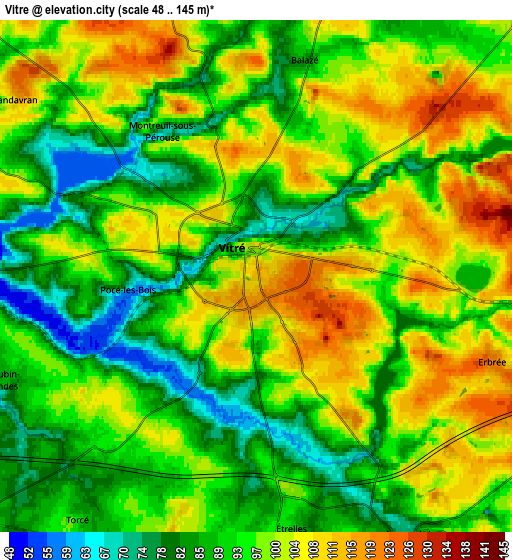 Zoom OUT 2x Vitré, France elevation map