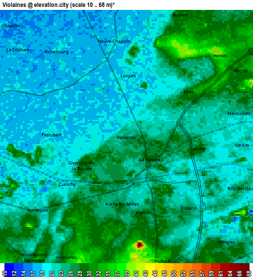 Zoom OUT 2x Violaines, France elevation map