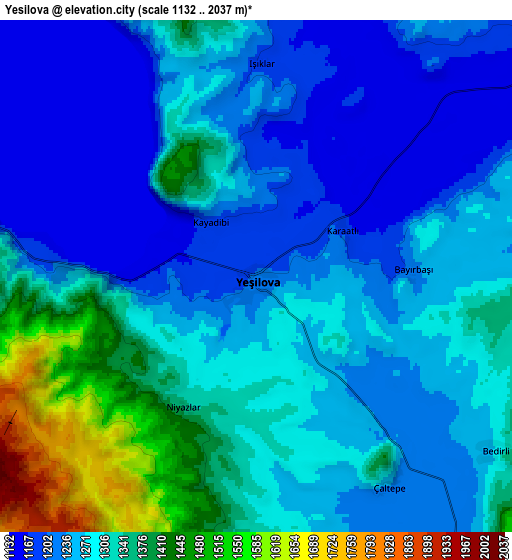 Zoom OUT 2x Yeşilova, Turkey elevation map