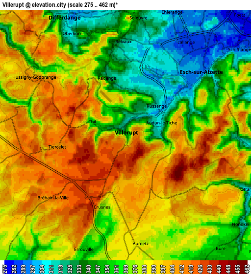 Zoom OUT 2x Villerupt, France elevation map