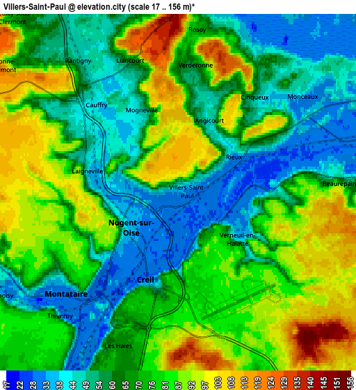 Zoom OUT 2x Villers-Saint-Paul, France elevation map