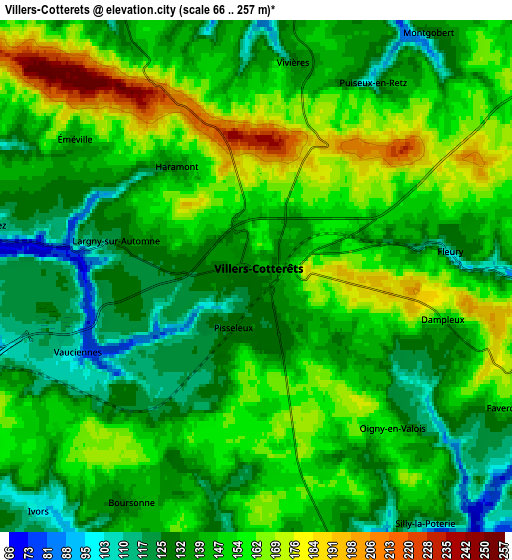 Zoom OUT 2x Villers-Cotterêts, France elevation map