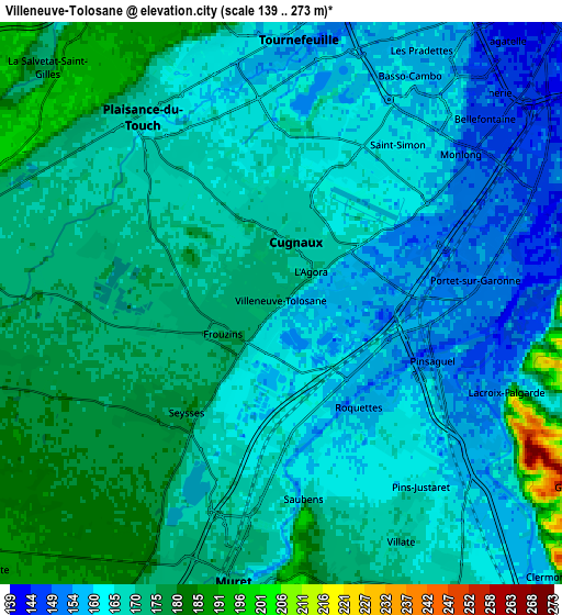 Zoom OUT 2x Villeneuve-Tolosane, France elevation map