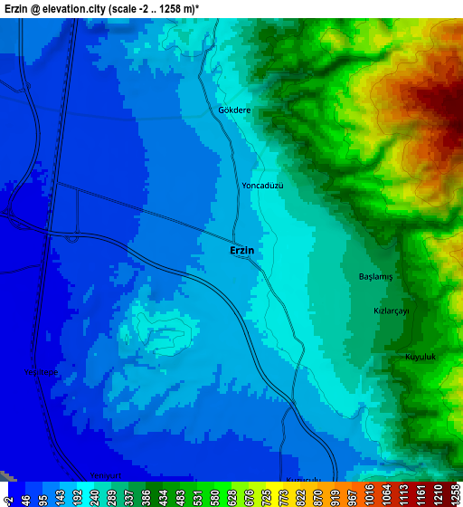 Zoom OUT 2x Erzin, Turkey elevation map