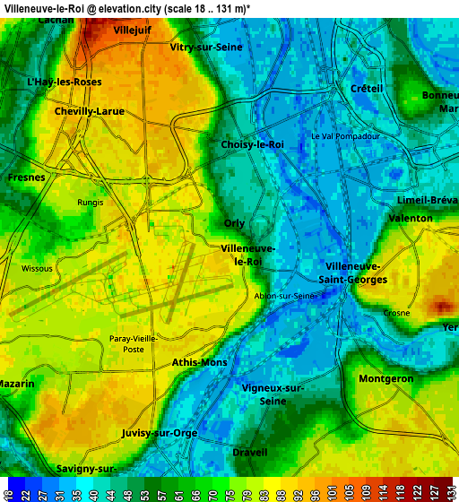 Zoom OUT 2x Villeneuve-le-Roi, France elevation map