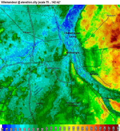 Zoom OUT 2x Villemandeur, France elevation map