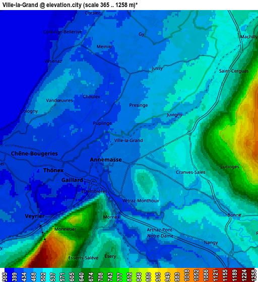 Zoom OUT 2x Ville-la-Grand, France elevation map