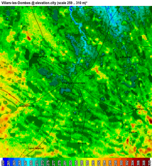 Zoom OUT 2x Villars-les-Dombes, France elevation map