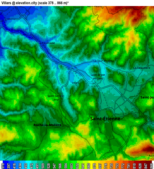 Zoom OUT 2x Villars, France elevation map