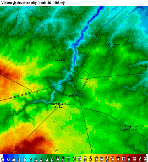 Zoom OUT 2x Vihiers, France elevation map