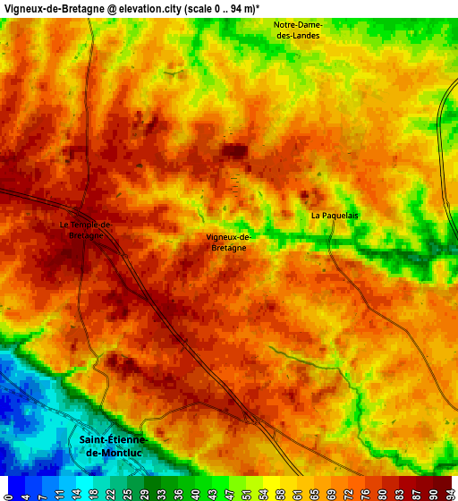 Zoom OUT 2x Vigneux-de-Bretagne, France elevation map