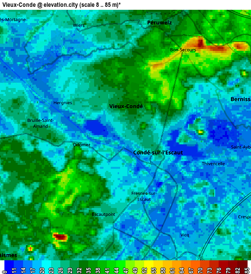 Zoom OUT 2x Vieux-Condé, France elevation map