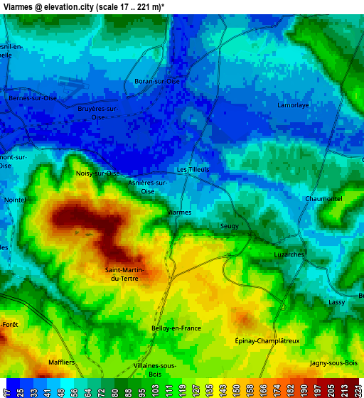 Zoom OUT 2x Viarmes, France elevation map