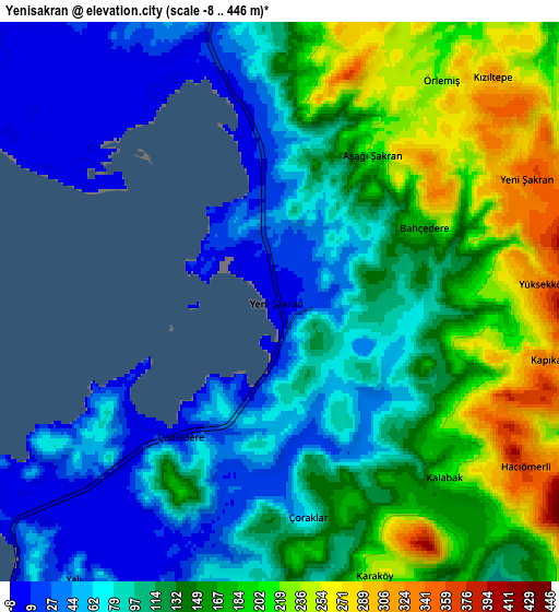 Zoom OUT 2x Yenişakran, Turkey elevation map