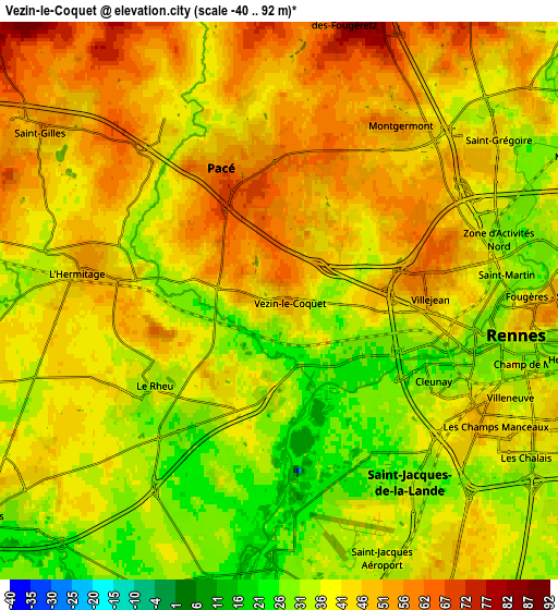 Zoom OUT 2x Vezin-le-Coquet, France elevation map