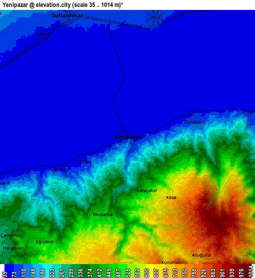 Zoom OUT 2x Yenipazar, Turkey elevation map