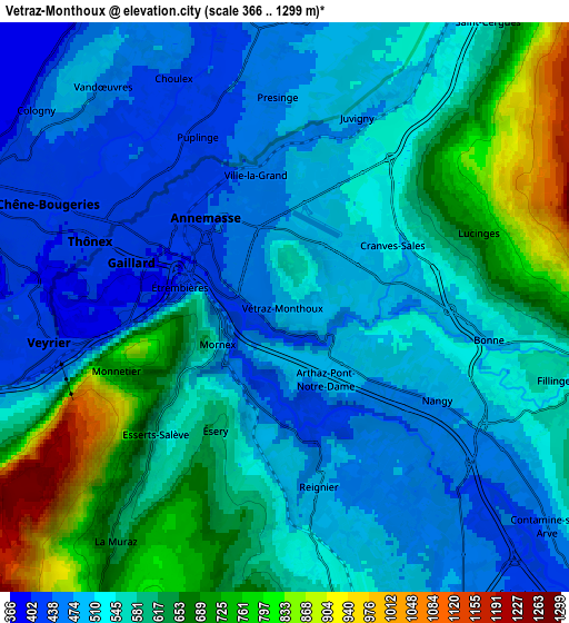 Zoom OUT 2x Vétraz-Monthoux, France elevation map