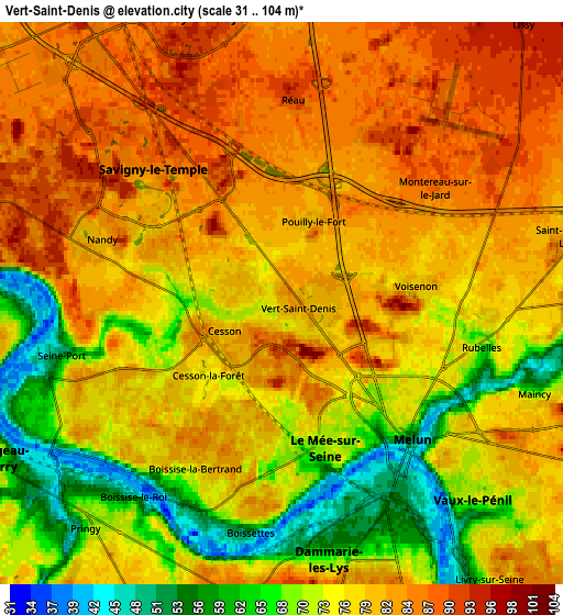 Zoom OUT 2x Vert-Saint-Denis, France elevation map