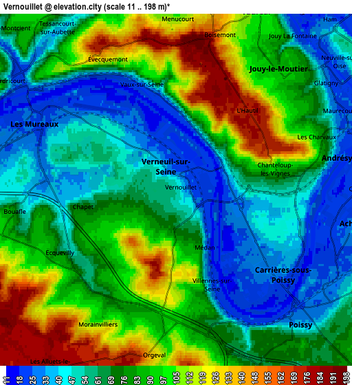 Zoom OUT 2x Vernouillet, France elevation map