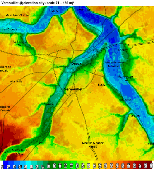 Zoom OUT 2x Vernouillet, France elevation map