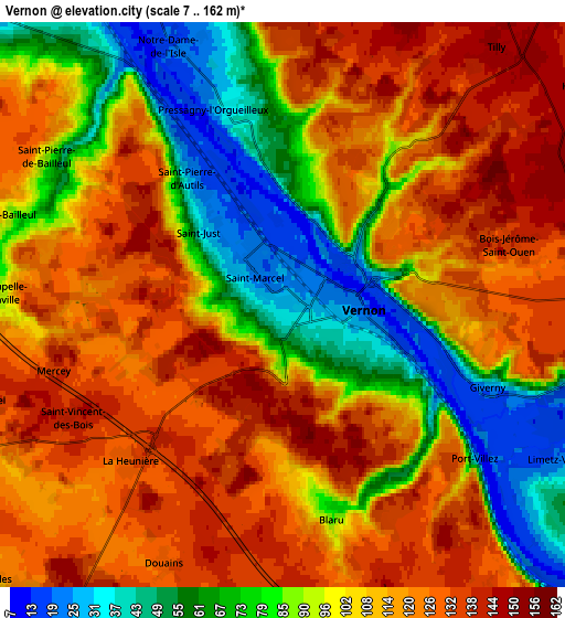 Zoom OUT 2x Vernon, France elevation map