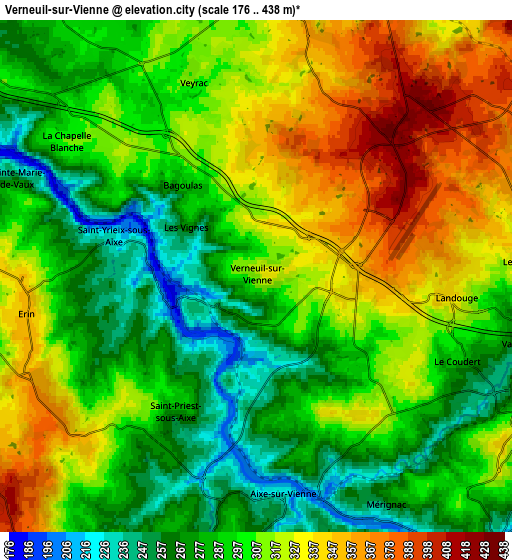 Zoom OUT 2x Verneuil-sur-Vienne, France elevation map