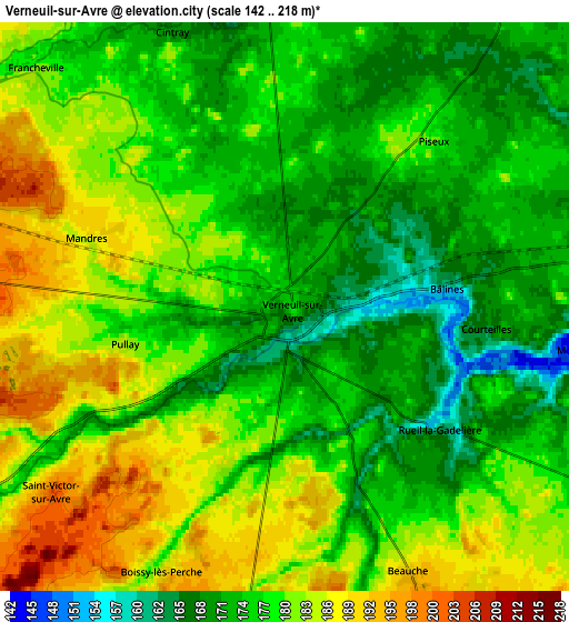 Zoom OUT 2x Verneuil-sur-Avre, France elevation map