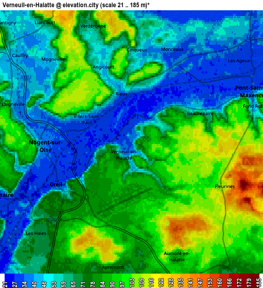 Zoom OUT 2x Verneuil-en-Halatte, France elevation map