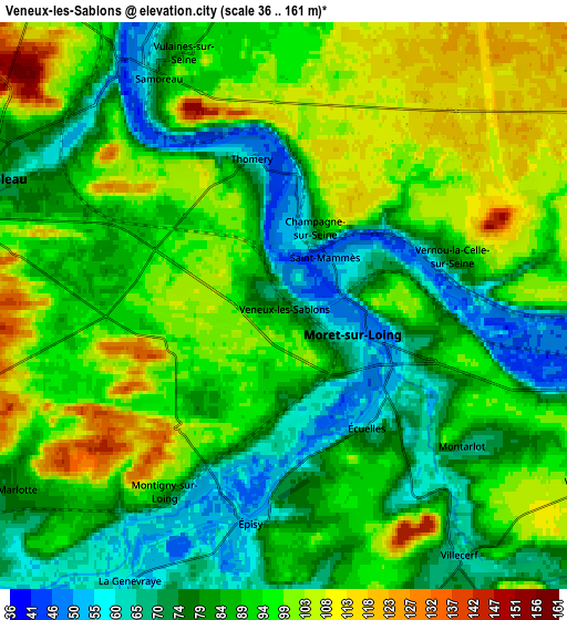 Zoom OUT 2x Veneux-les-Sablons, France elevation map