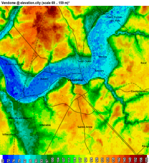 Zoom OUT 2x Vendôme, France elevation map