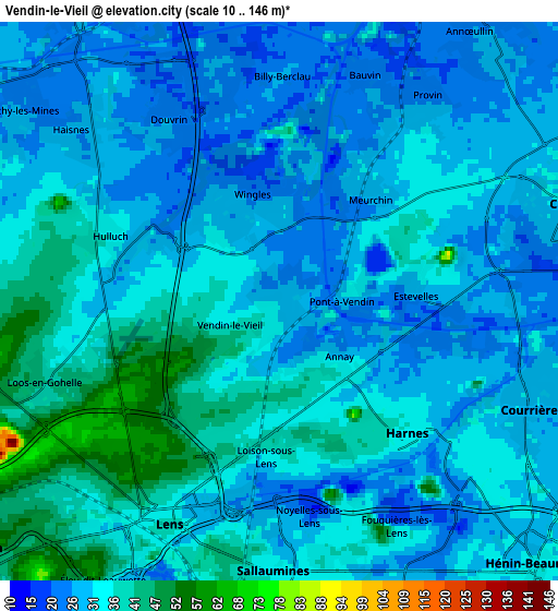 Zoom OUT 2x Vendin-le-Vieil, France elevation map