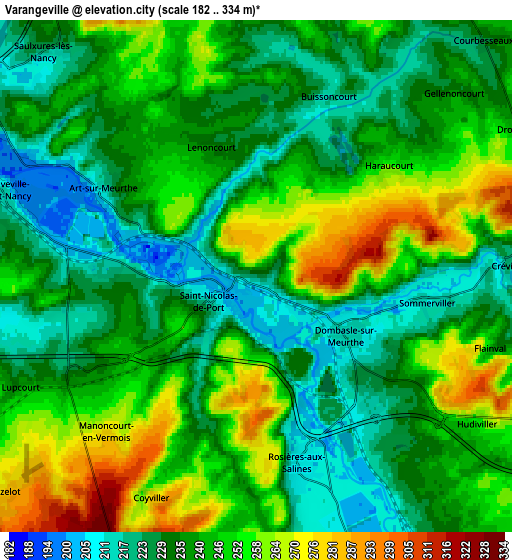 Zoom OUT 2x Varangéville, France elevation map