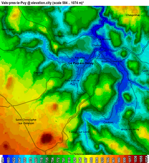 Zoom OUT 2x Vals-près-le-Puy, France elevation map