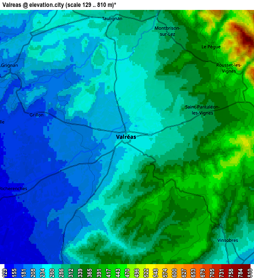 Zoom OUT 2x Valréas, France elevation map