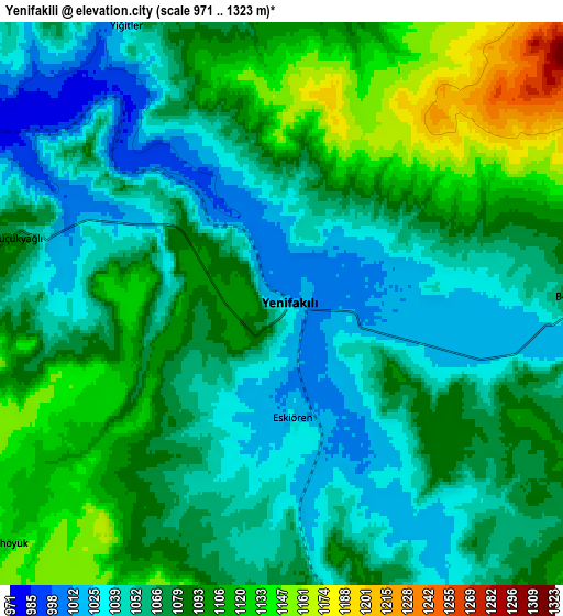 Zoom OUT 2x Yenifakılı, Turkey elevation map