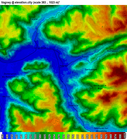 Zoom OUT 2x Vagney, France elevation map