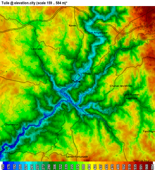 Zoom OUT 2x Tulle, France elevation map