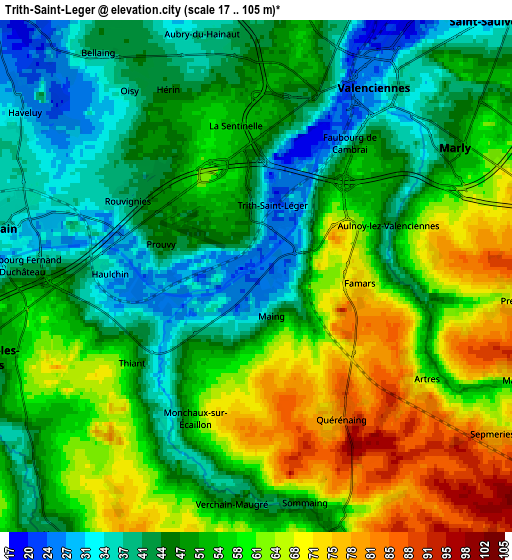 Zoom OUT 2x Trith-Saint-Léger, France elevation map